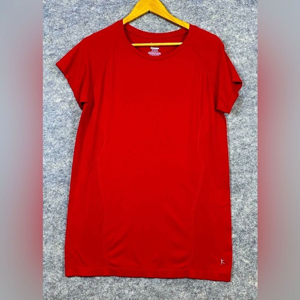 Danskin Now Exercise Tee T-shirt Stretch Cotton Blend Dri Fit Red Size XXL